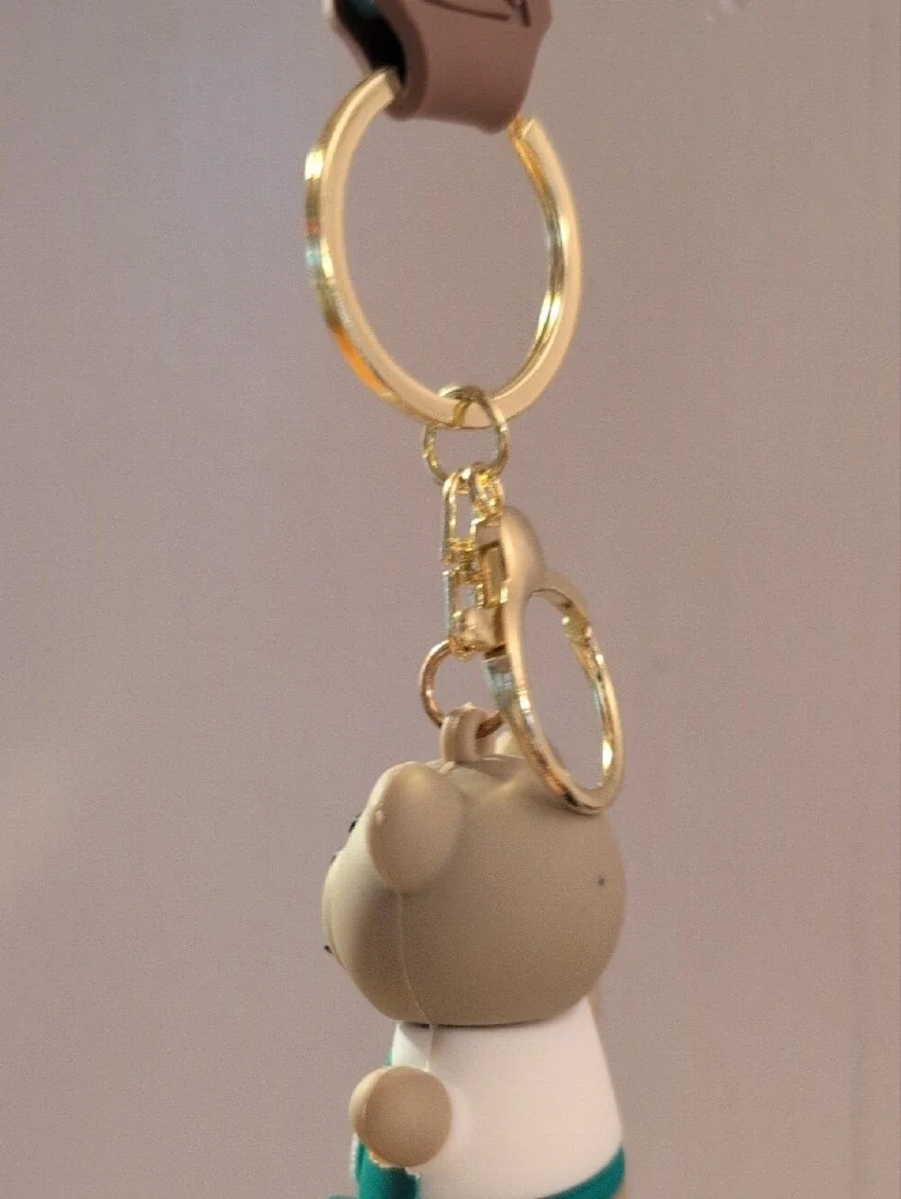 Gold Ring Teal Bear Keychain Charm - Women's Accessories